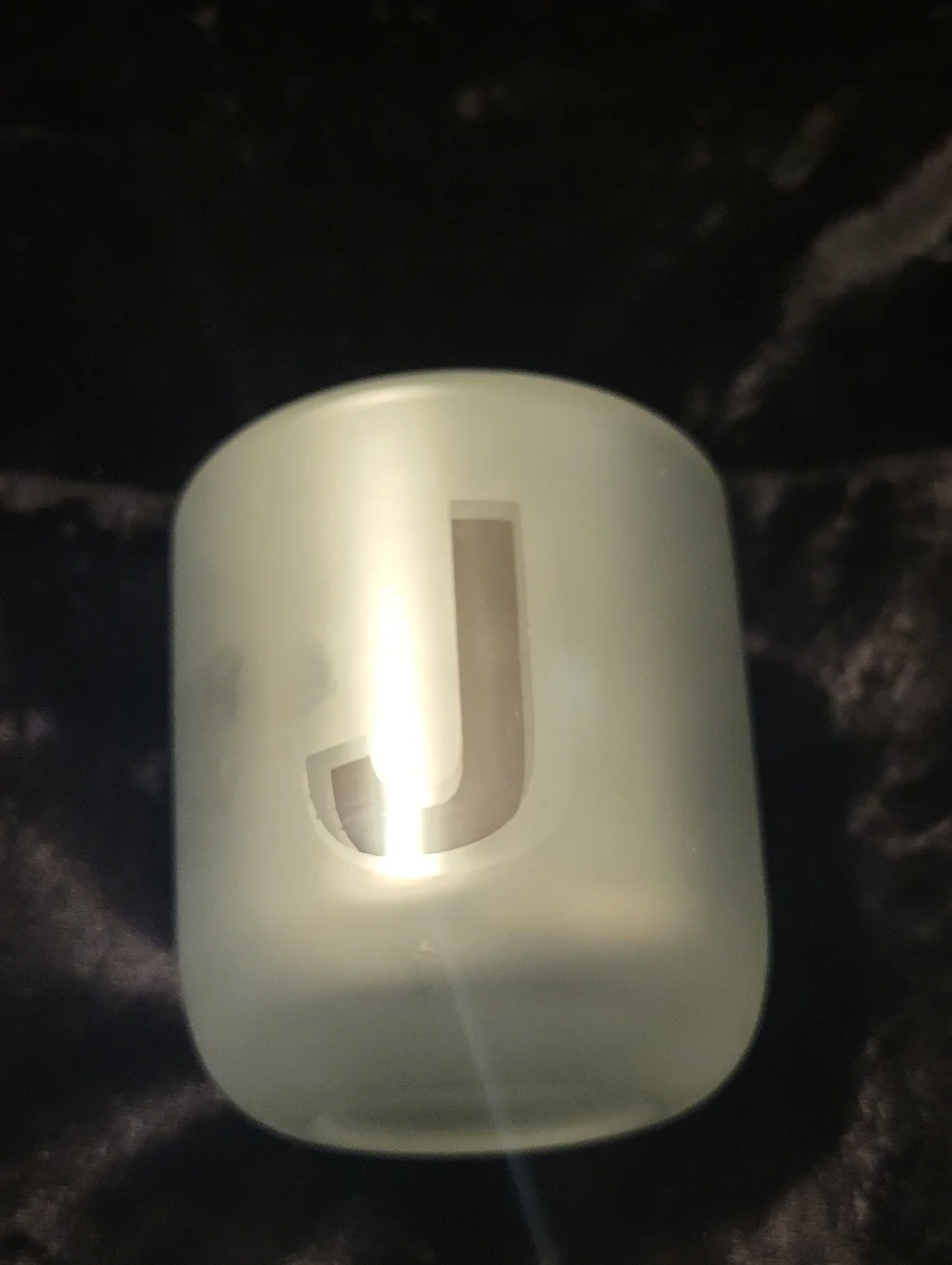 Mirror Monogram 'J' Frosted Silver Glass Candle Holder - Floral Scented